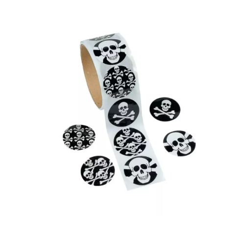 Pirate Skull and Crossbones Stickers Party Supplies Favours Prizes Roll of 50